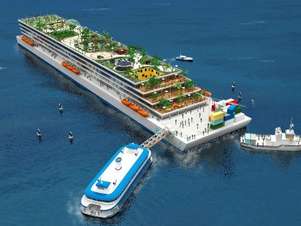 Empresários querem construir comunidade flutuante próximo da costa da Califórnia Foto: Blueseed / Divulgação