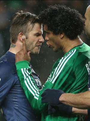 Beckham e Brandão discutiram asperamente Foto: Getty Images