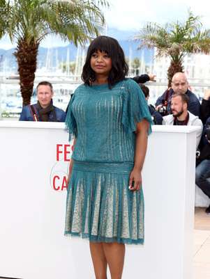 Em evento para divulgação de novo filme, ela usou um vestido do designer Foto: Getty Images