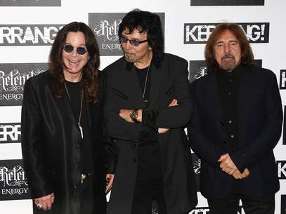 Ozzy Osbourne, Tony Iommi e Geezer Butler: pela primeira vez juntos em palcos do País Foto: Getty Images