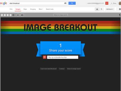 Game do Google Images que imita Atari Breakout permite compartilhar pontuação com os amigos Foto: Reprodução
