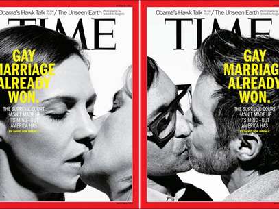 Em março, a revista Time publicou capas com beijos entre pessoas do mesmo sexo em apoio ao casamento gay nos EUA Foto: Reprodução