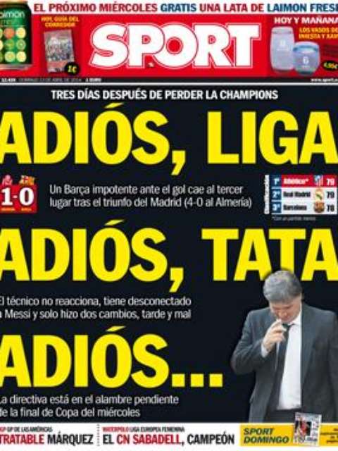 Jornal Sport sugeriu demissão de Tata Martino Foto: Twitter / Reprodução