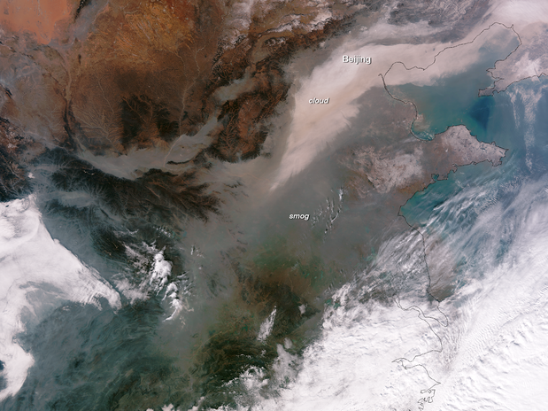 As áreas brancas representam as nuvens, enquanto a fumaça aparece em tom acinzentado cobrindo o território Foto:  / NOAA/Divulgação