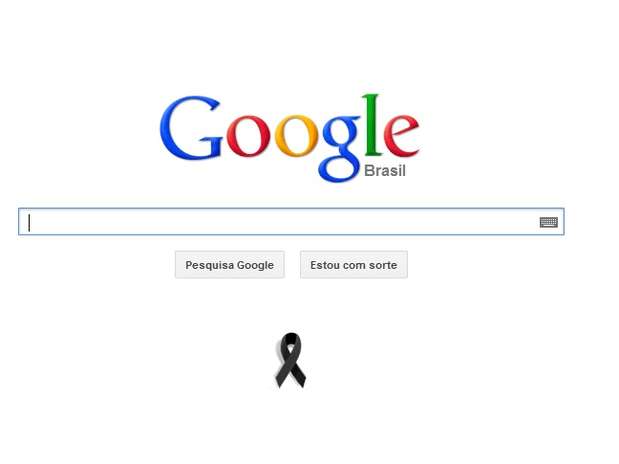 Com uma fita preta embaixo de seu campo de buscas, Google prestou homenagem às vítimas Foto: Google / Reprodução