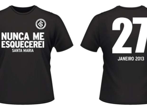 Jogadores vestiram camisa preta em homenagem às vítimas do incêndio em Santa Maria Foto: Site Oficial Internacional / Divulgação
