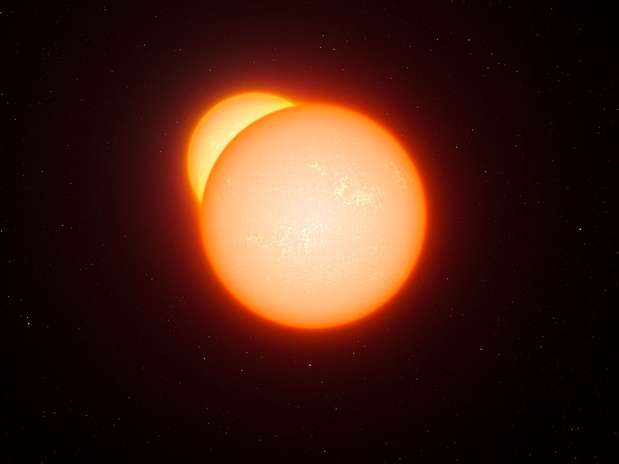 Impressão artística mostra uma estrela binária eclipsante Foto: ESO/L. Calçada / Divulgação