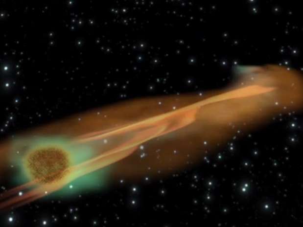 Imagem mostra a ação do buraco negro sobre o planeta  (à esquerda) Foto: ESA / Divulgação