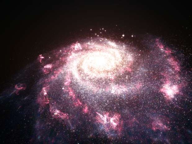 Concepção artística mostra galáxia passando por um nascimento estelar Foto: Nasa / Divulgação
