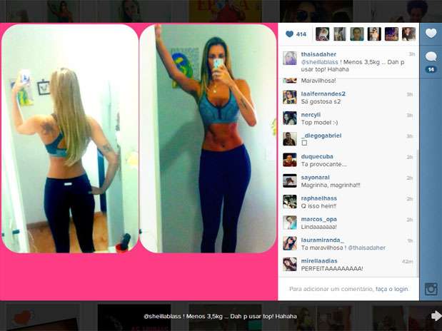 Thaísa mostrou foto da silhueta após perder 3,5 kg  Foto: Instagram / Reprodução