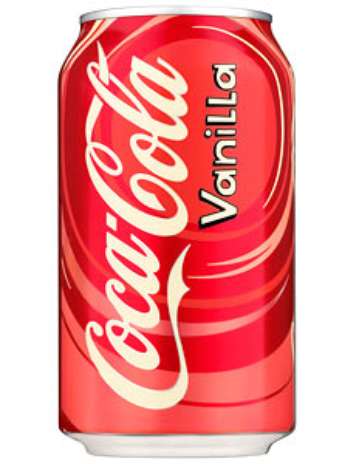 Vanilla Coke: acostumados com a tradicional Coca-Cola, pode parecer estranho uma opção do refrigerante aromatizada com baunilha, mas a bebida é vendida na América do Norte e na Europa Foto: Divulgação
