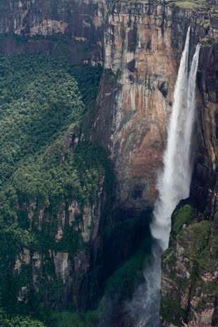 Salto Ángel, Venezuela: a cachoeira mais alta do mundo cai por quase um quilômetro ao longo da borda da montanha Auyantepui na Venezuela Foto: Getty Images