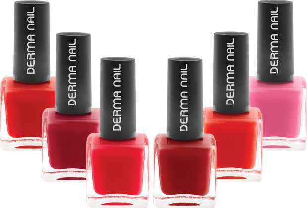 Coleção Red Tropicale: a nova linha da Dema Nail traz seis cores em tons vermelhos. Os esmaltes são livres de toxinas e podem ser consumidos até por grávidas e alérgicas Foto: Divulgação