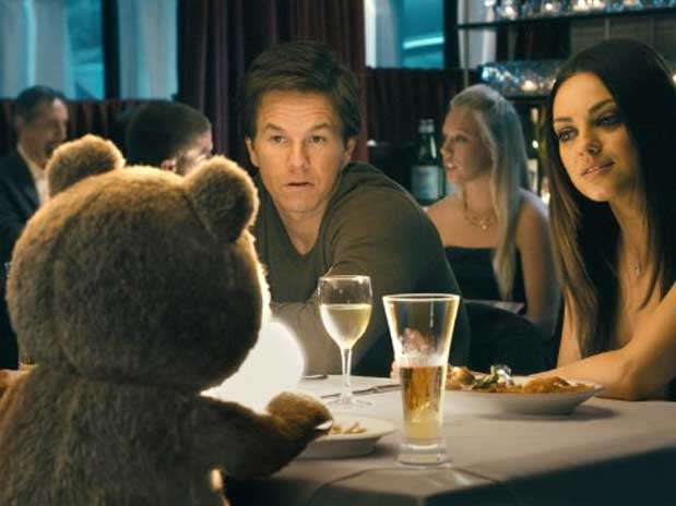 Ator de 41 anos em cena com o ursinho de pelúcia Ted, no longa dirigido por Seth MacFarlane Foto: Divulgação Ator de 41 anos em cena com o ursinho de pelúcia Ted, no longa dirigido por Seth MacFarlane Foto: Divulgação