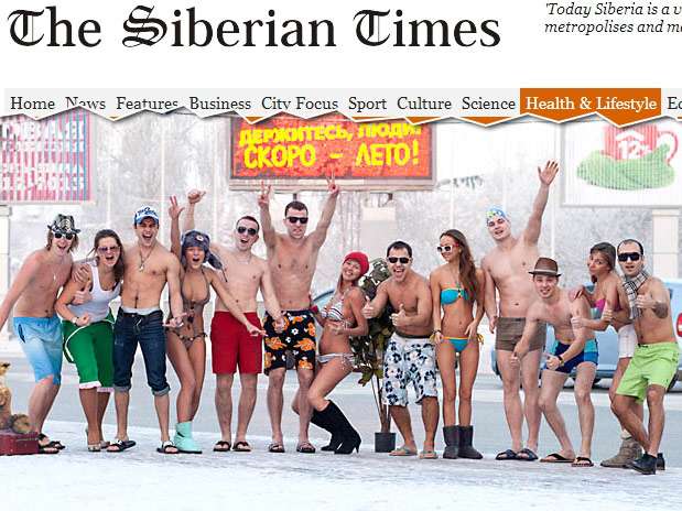 Grupo de 13 jovens posa com trajes de banho sob temperatura de -34ºC  Foto: Nikita Rusanov/The Siberian Times / Reprodução