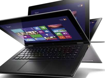 Laptops conversíveis e híbridos, que podem funcionar tanto como notebook quanto tablets, devem virar tendência neste ano, especialmente entre os departamentos de tecnologia da informação. A primeira geração desses dispositivos, como Yoga, da Lenovo (foto), o HP Elitebook e o Dell XPS DUO estão tendo boa aceitação em empresas, e novos modelos, ainda mais poderosos, são esperados para o terceiro trimestre de 2013 Foto: Divulgação