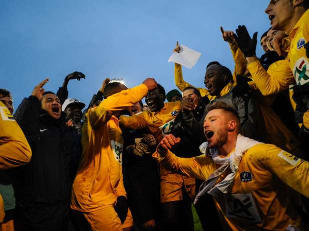 Jogadores do Epinal vibram com vaga surpreendente diante do Lyon  Foto: AFP