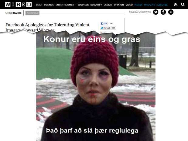 Legenda em islandês diz: mulheres são como grama, precisam ser cortadas regularmente Foto: Wired / Reprodução