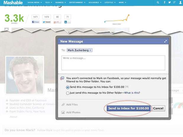 Ferramenta em teste permite pagar para que mensagem seja enviada para a caixa de entrada do executivo Foto: Mashable / Reprodução