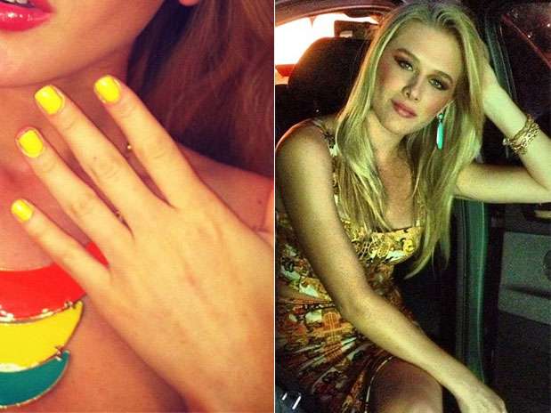 Ousada, Fiorella Mattheis apostou em um esmalte amarelo Foto: Instagram / Divulgação