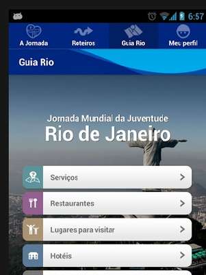 Jornada Mundial da Juventude lançou um aplicativo com informações sobre o evento e a cidade do Rio  Foto: Reprodução