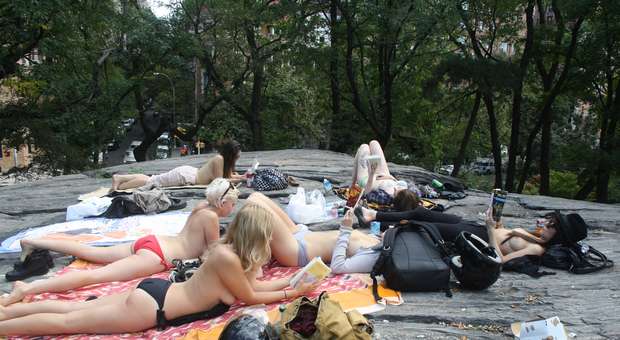 Em busca de igualdade entre os sexos, o grupo de leitura nova-iorquino Coed Topless Pulp Fiction propõe a suas integrantes que retirem suas blusas e leiam e debatam livros de topless em áreas públicas da cidade; lei do Estado de Nova York permite que mulheres deixem troncos nus em qualquer lugar onde homens podem fazê-lo também null