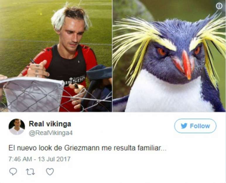 Griezmann assusta com novo visual e torcedores fazem comparações Foto: Reprodução / LANCE!