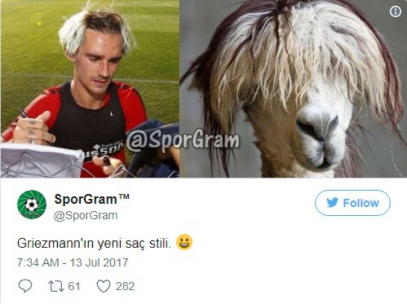 Griezmann assusta com novo visual e torcedores fazem comparações Foto: Reprodução / LANCE!