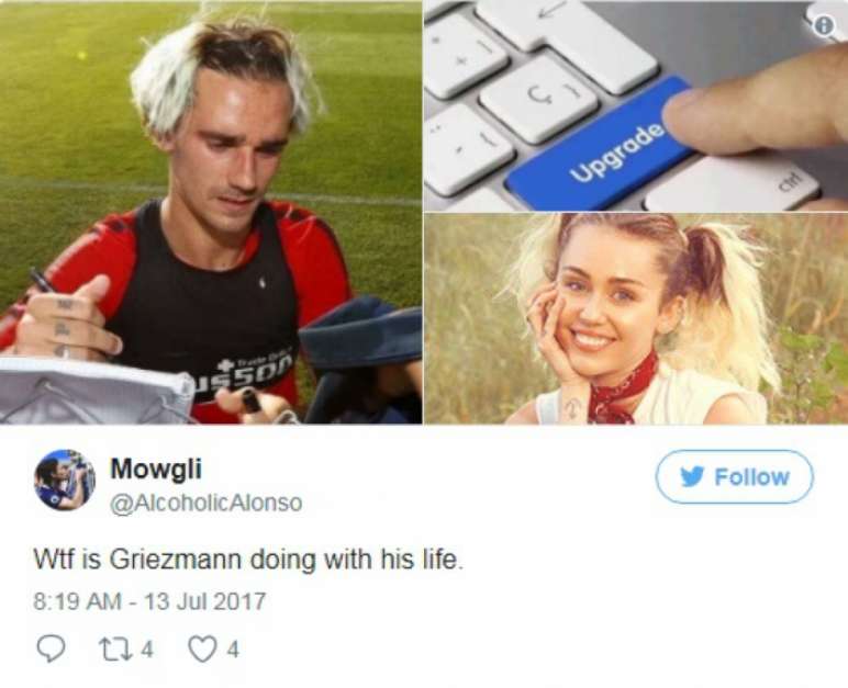 Griezmann assusta com novo visual e torcedores fazem comparações Foto: Reprodução / LANCE!